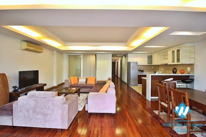 Lake view three bedrooms apartment for rent in Quang Khanh st, Tay Ho